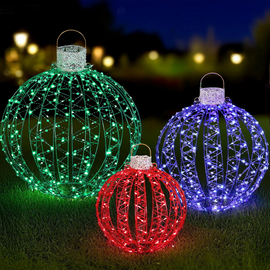Jingle Jollys Christmas Lights 320 LED Fairy Light 3pcs Ball Decorations Set - Homecoze