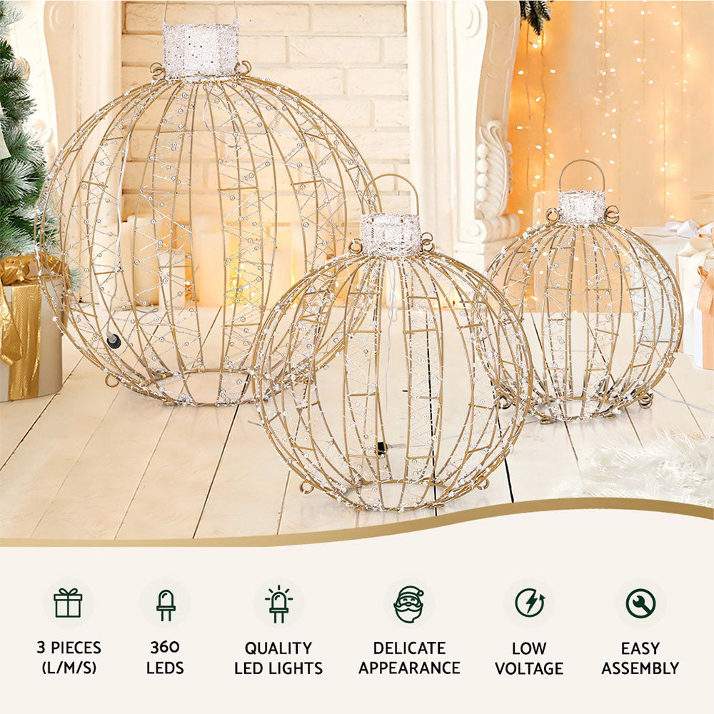 3 PC Christmas Baubles 3D Motif Lights LED - Homecoze