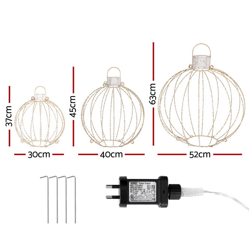 Jingle Jollys Christmas Lights 320 LED Fairy Light 3pcs Ball Decorations Set - Homecoze