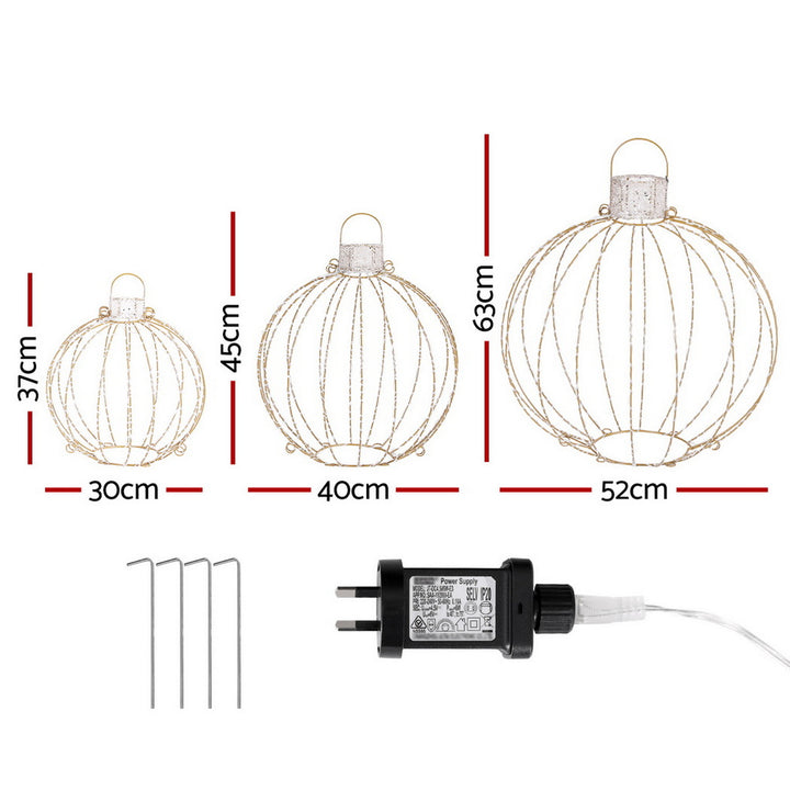 Jingle Jollys Christmas Lights 320 LED Fairy Light 3pcs Ball Decorations Set - Homecoze