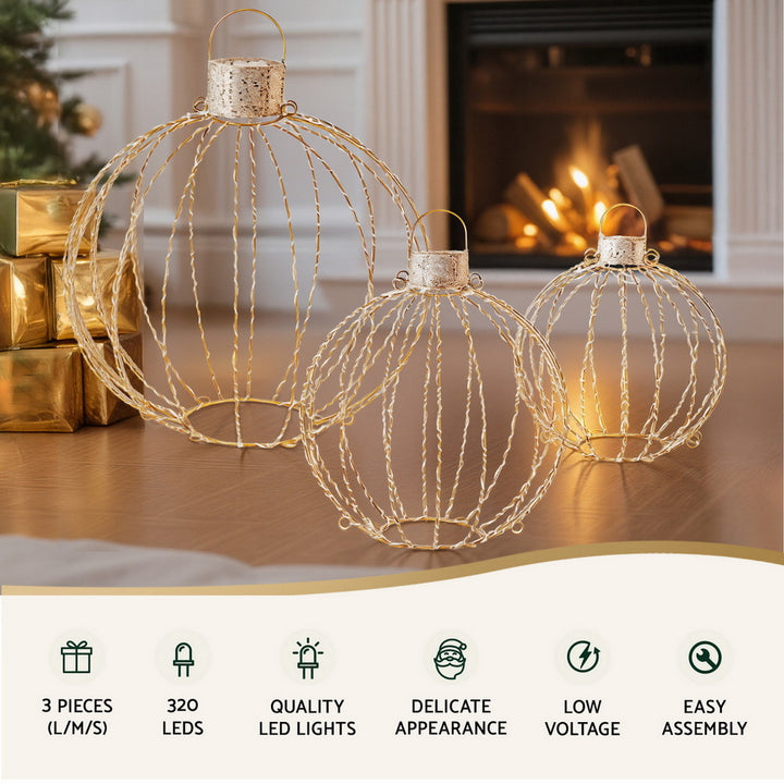 Jingle Jollys Christmas Lights 320 LED Fairy Light 3pcs Ball Decorations Set - Homecoze
