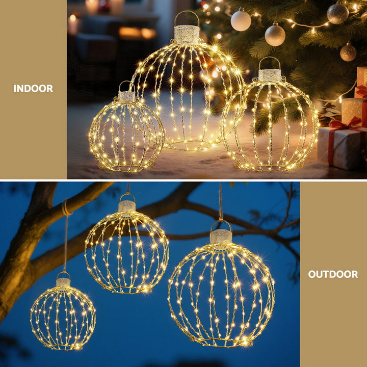 Jingle Jollys Christmas Lights 320 LED Fairy Light 3pcs Ball Decorations Set - Homecoze