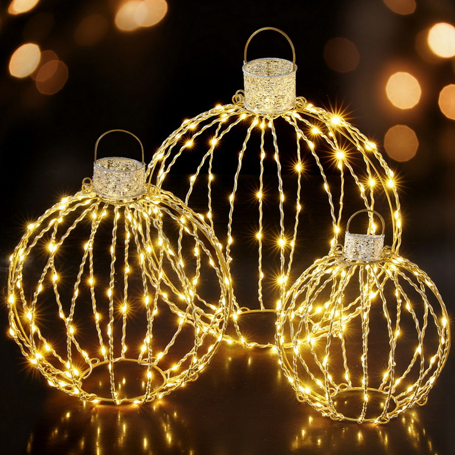 Jingle Jollys Christmas Lights 320 LED Fairy Light 3pcs Ball Decorations Set - Homecoze