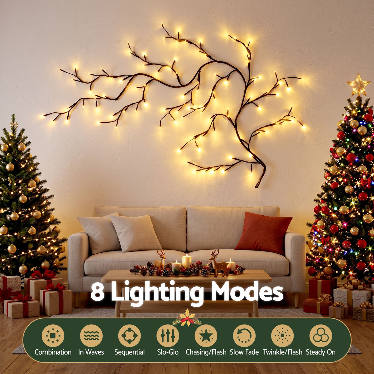 1.8m LED Willow Branch Christmas Decor - Warm White