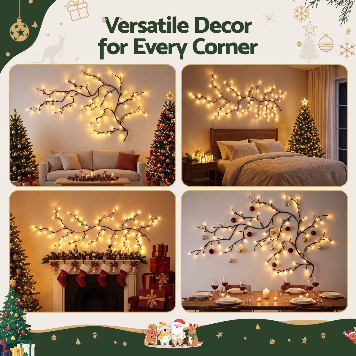 1.8m LED Willow Branch Christmas Decor - Warm White