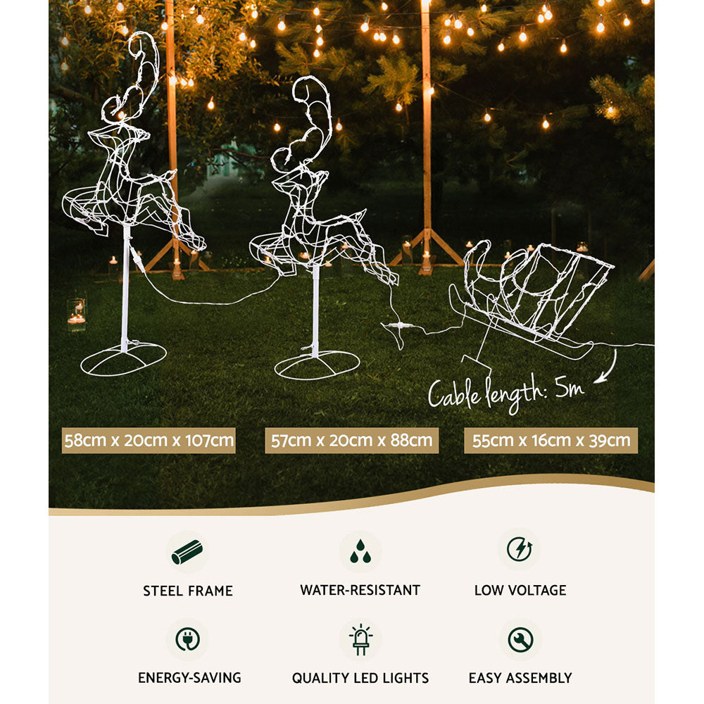 107cm Flying Reindeer & Sleigh LED Christmas Motif Light