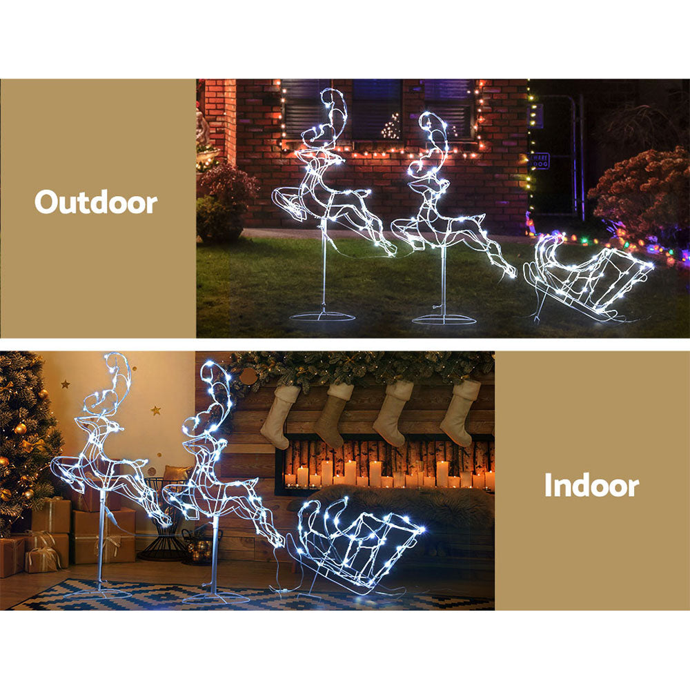107cm Flying Reindeer & Sleigh LED Christmas Motif Light