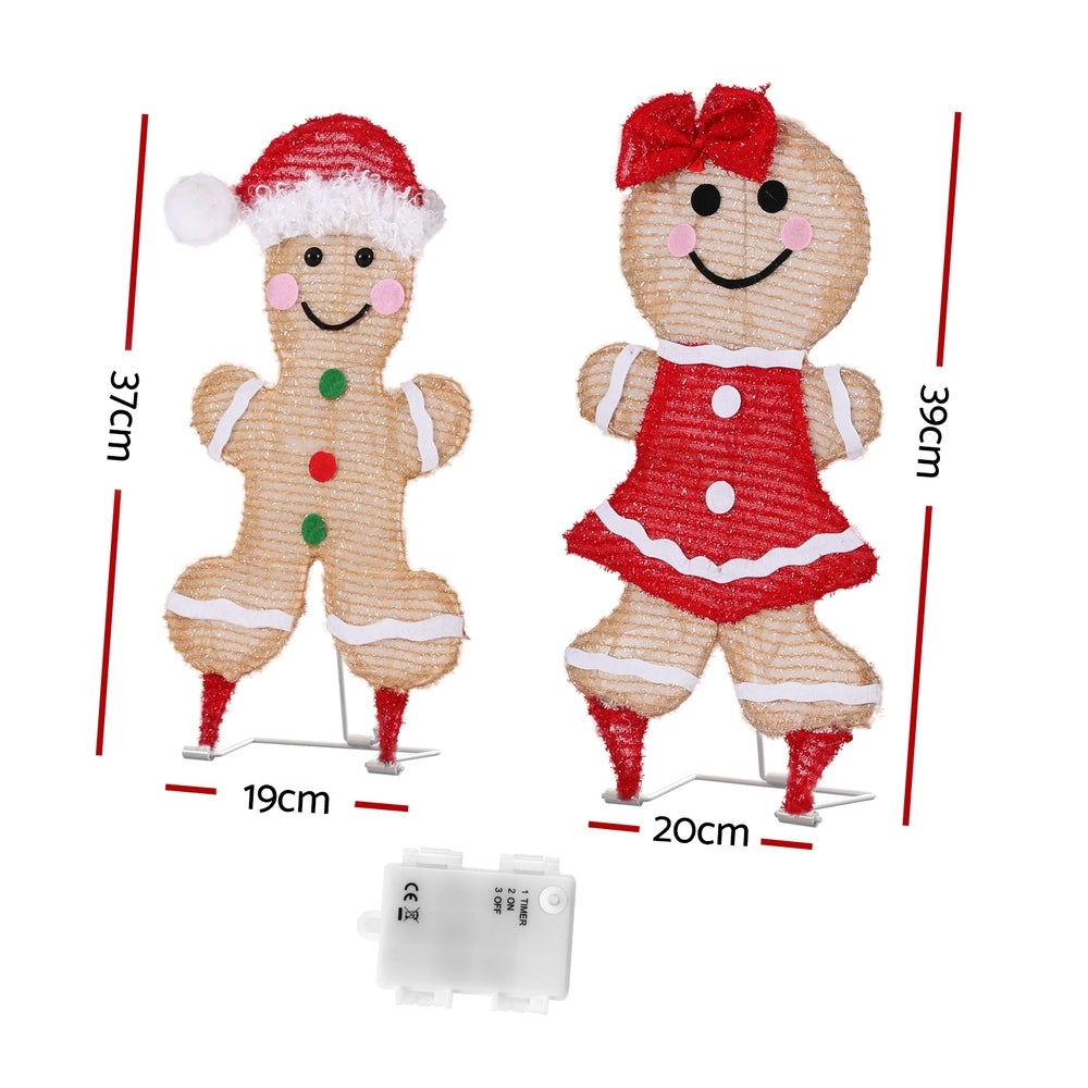 39cm Set of 2 Gingerbread Christmas Motif Lights - Homecoze