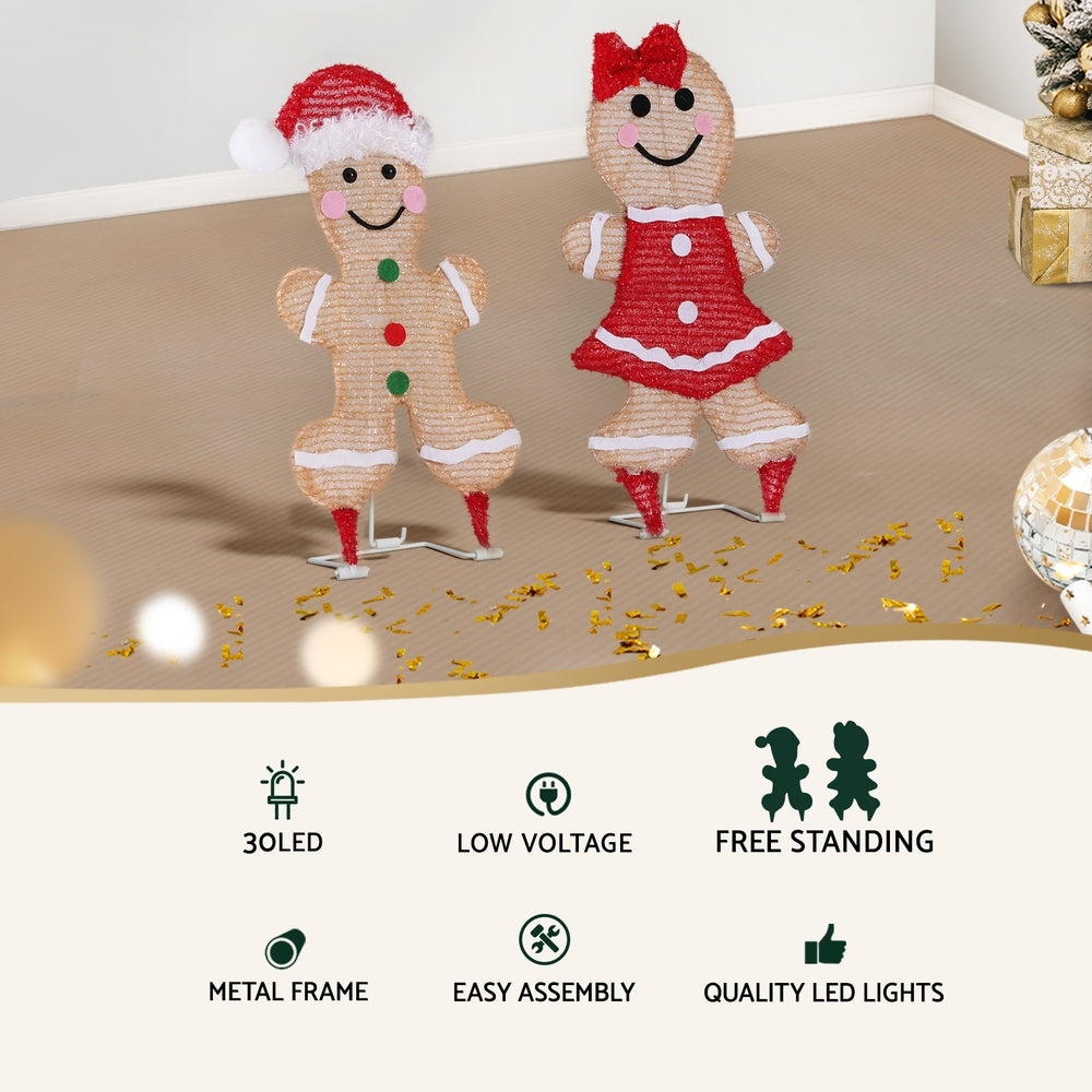 39cm Set of 2 Gingerbread Christmas Motif Lights - Homecoze