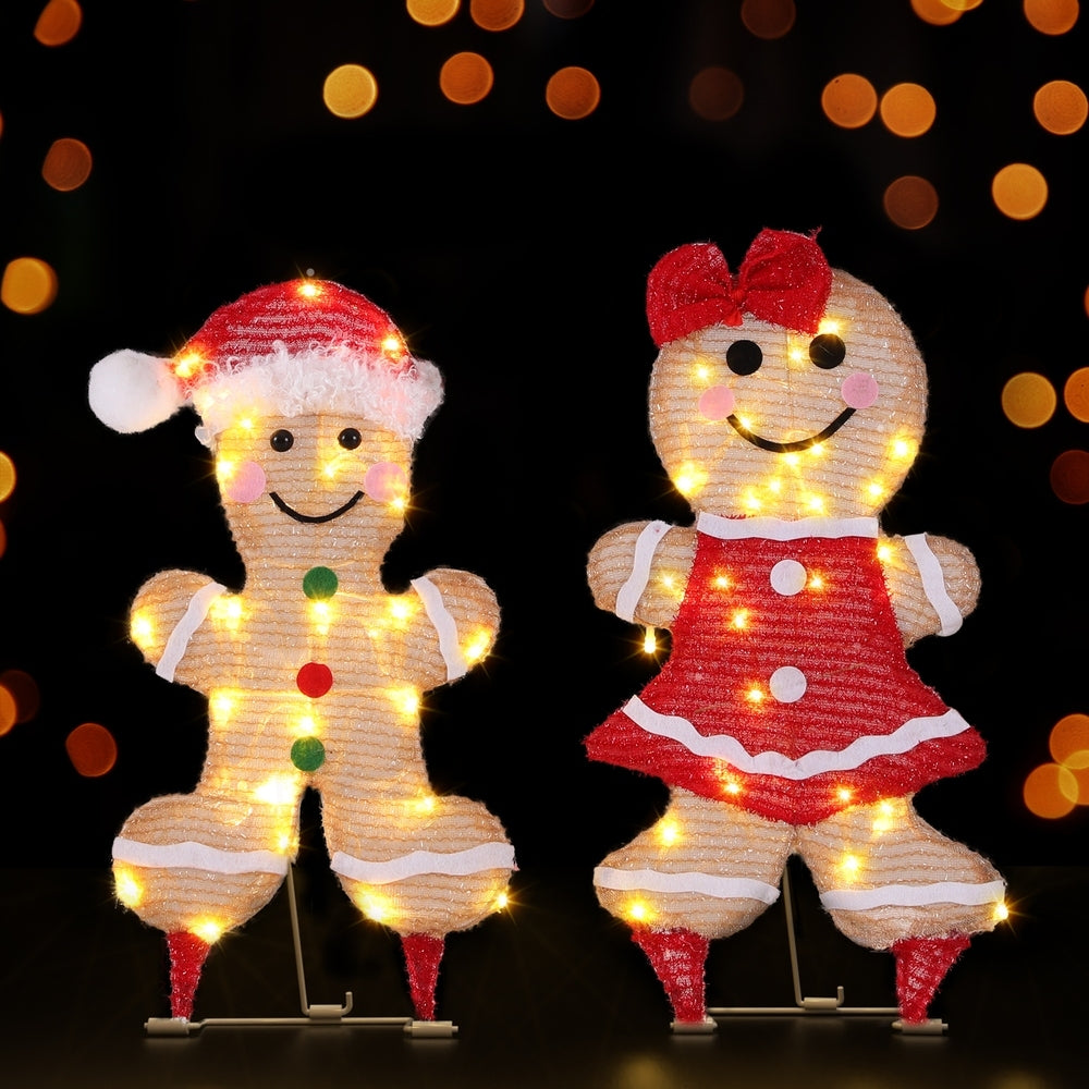 39cm Set of 2 Gingerbread Christmas Motif Lights - Homecoze