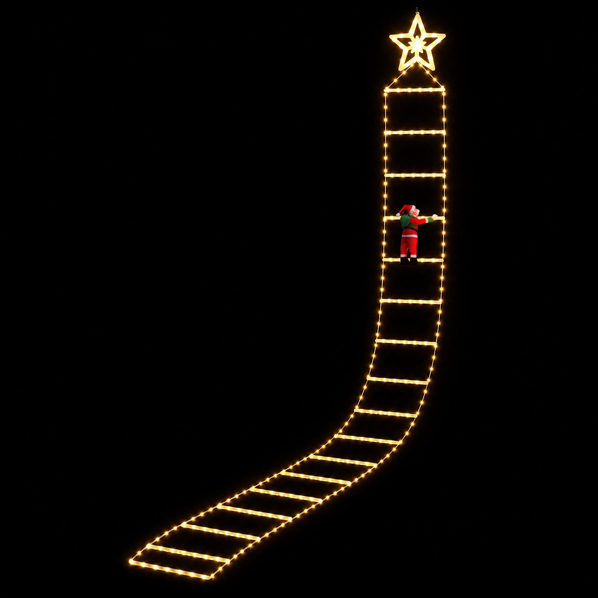 3.4m Santa Climbing Ladder LED Christmas Motif Light - Warm White