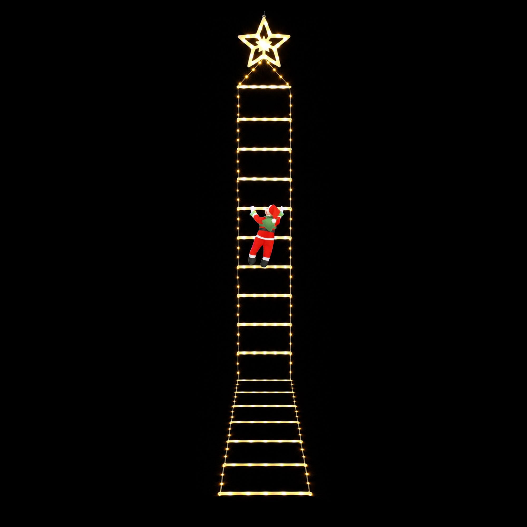 3.4m Santa Climbing Ladder LED Christmas Motif Light - Warm White