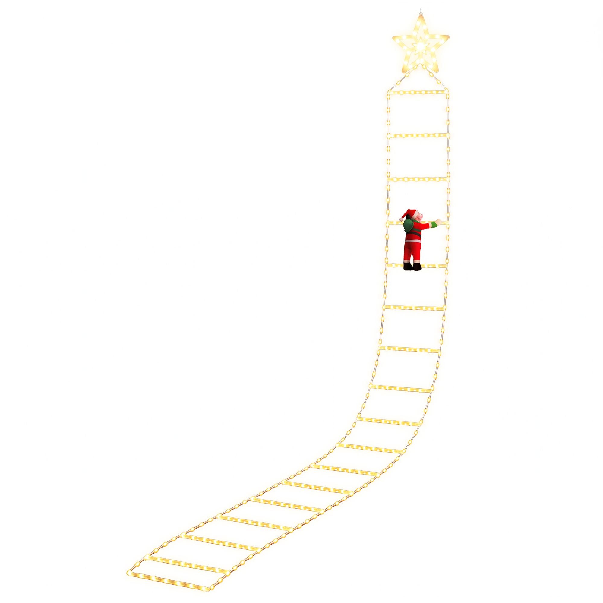 3.4m Santa Climbing Ladder LED Christmas Motif Light - Warm White