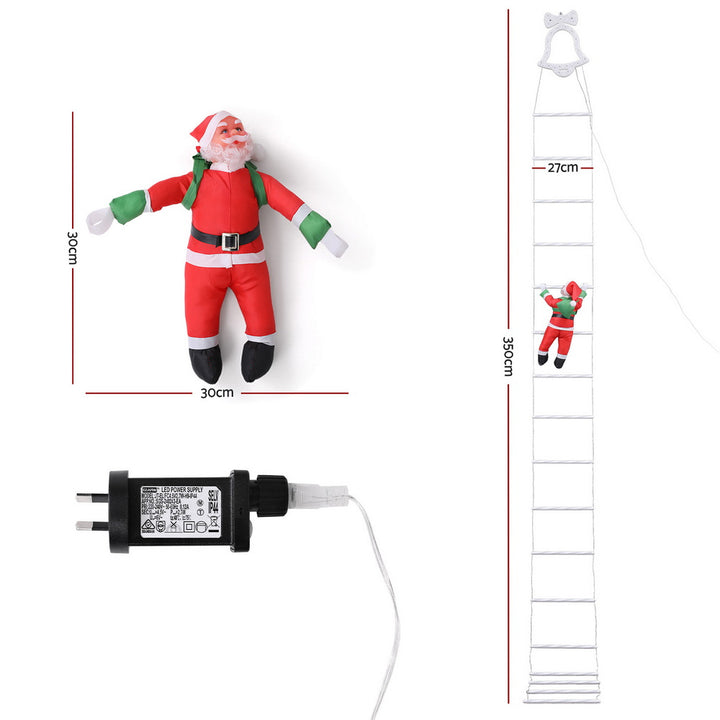 Jingle Jollys 3.5M Christmas Lights 300 LED Ladder Light with Santa Claus Decor - Homecoze