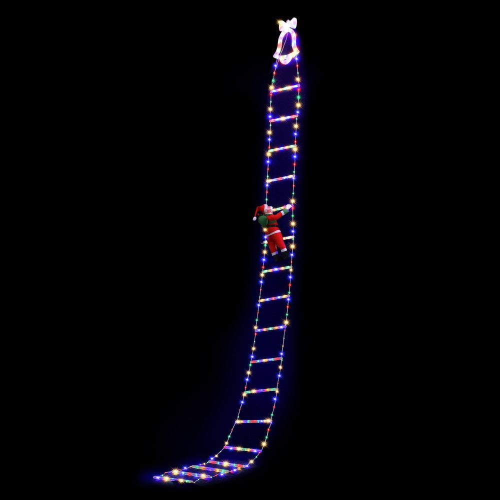 Jingle Jollys 3.5M Christmas Lights 300 LED Ladder Light with Santa Claus Decor - Homecoze