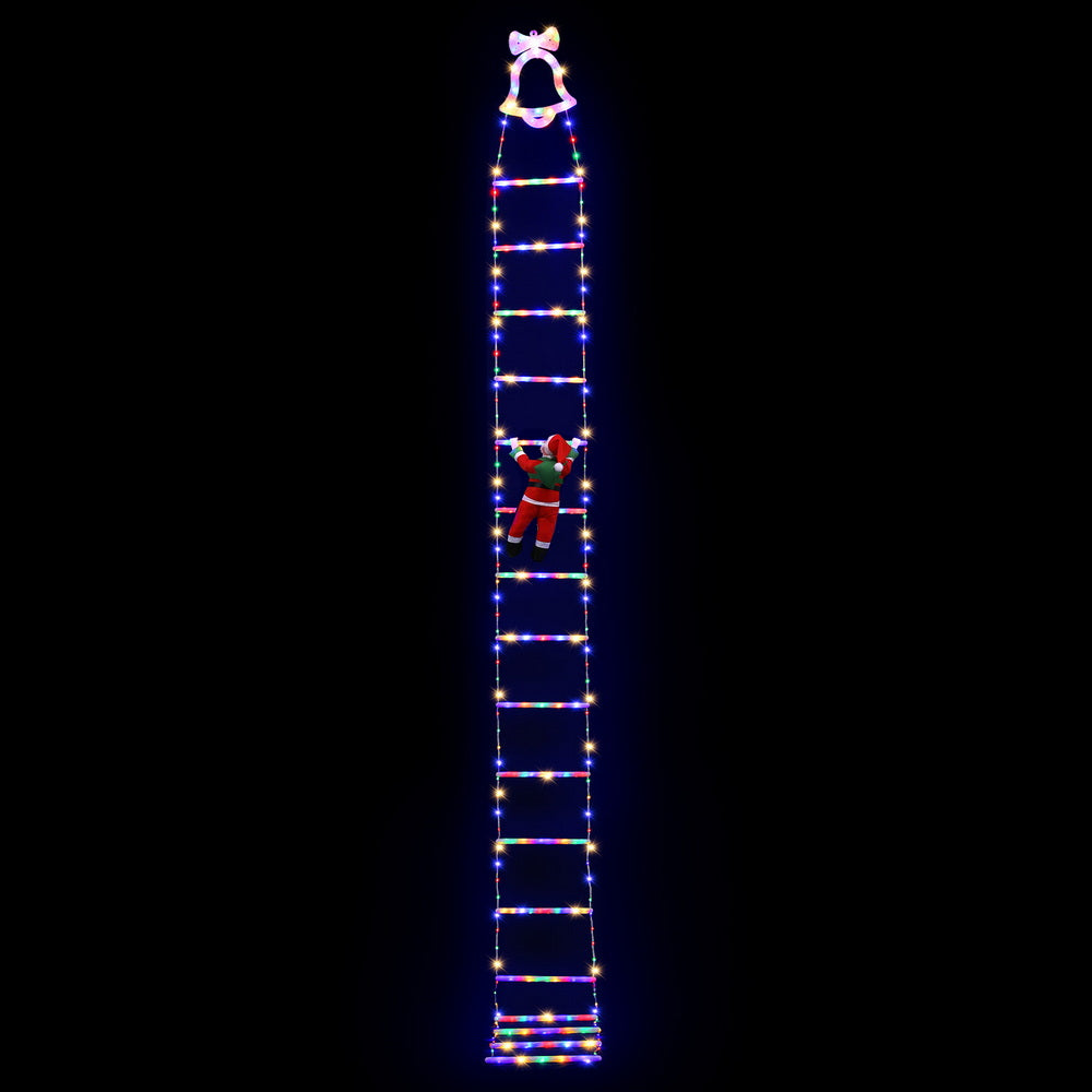 Jingle Jollys 3.5M Christmas Lights 300 LED Ladder Light with Santa Claus Decor - Homecoze