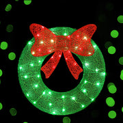 60cm Christmas Wreath Solar LED Motif Lights - Green - Homecoze