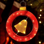 Jingle Jollys Christmas Lights 60cm Motif 30 LED Bell Wreath Xmas Decorations - Homecoze