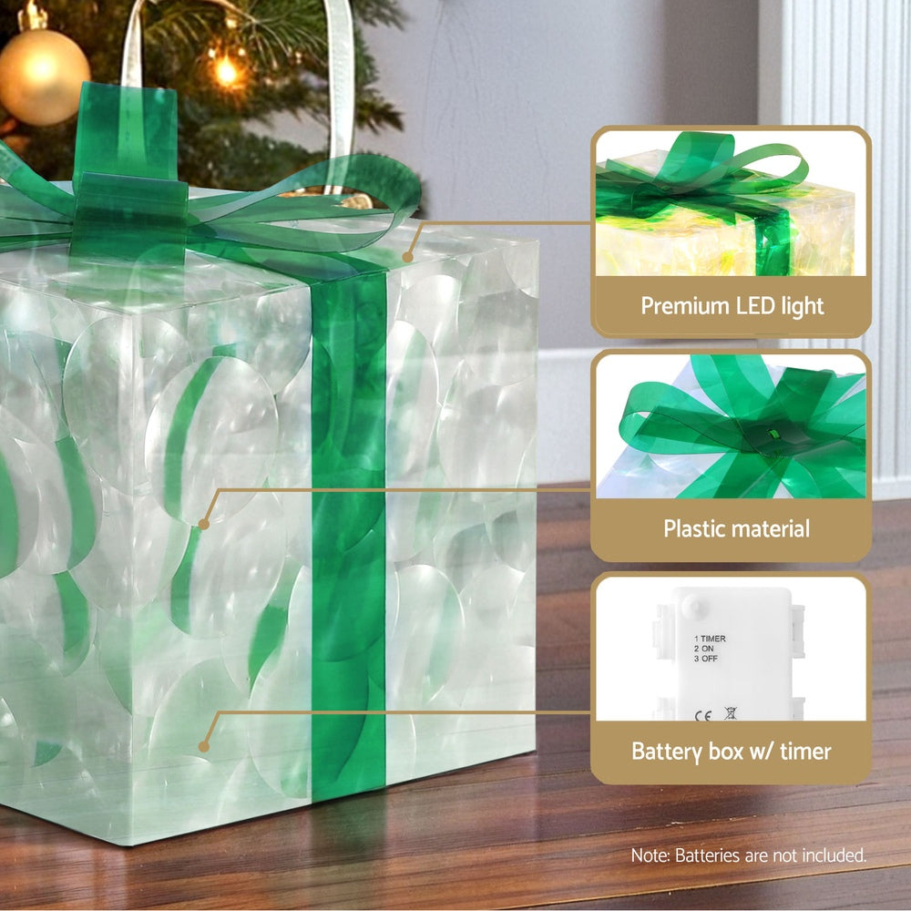 23cm Christmas Presents 3D Motif Light Battery LED - Green - Homecoze