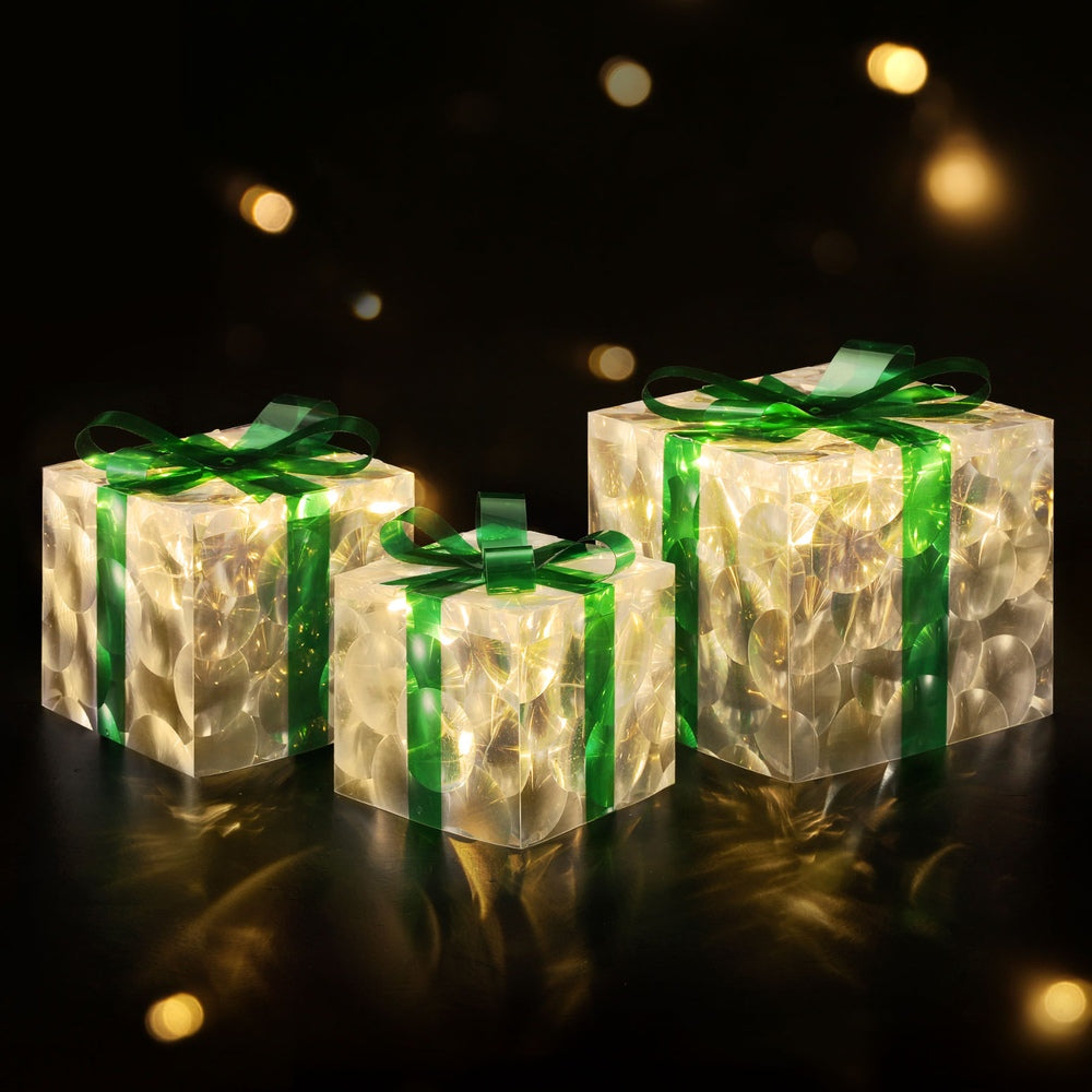 23cm Christmas Presents 3D Motif Light Battery LED - Green - Homecoze