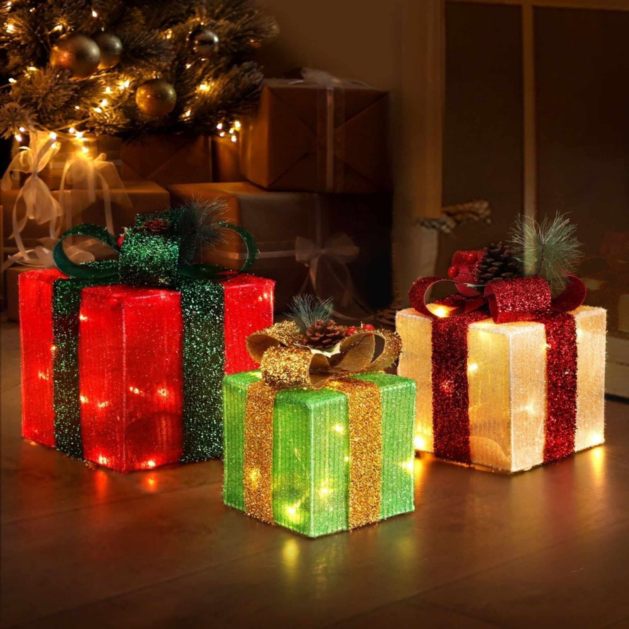 25cm Christmas Presents 3D Battery LED Motif Light