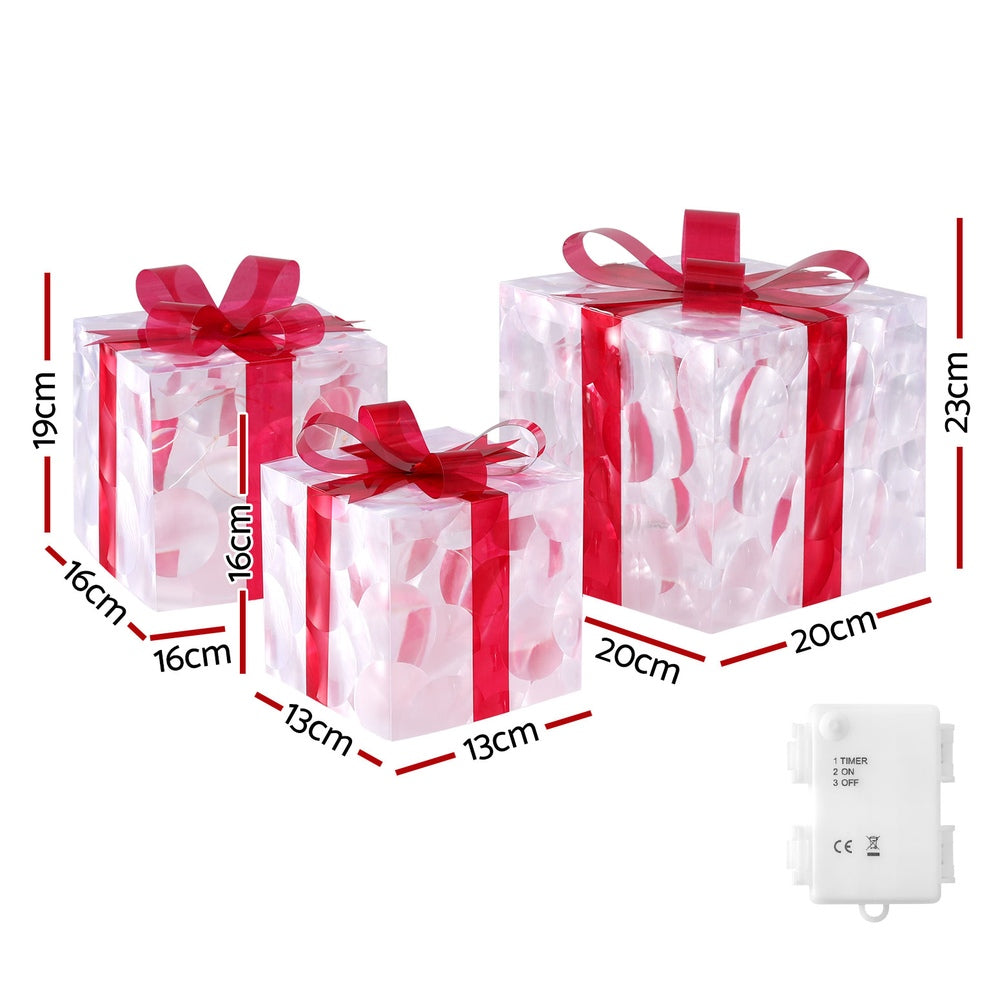 23cm Christmas Presents 3D Motif Light Battery LED - Red - Homecoze