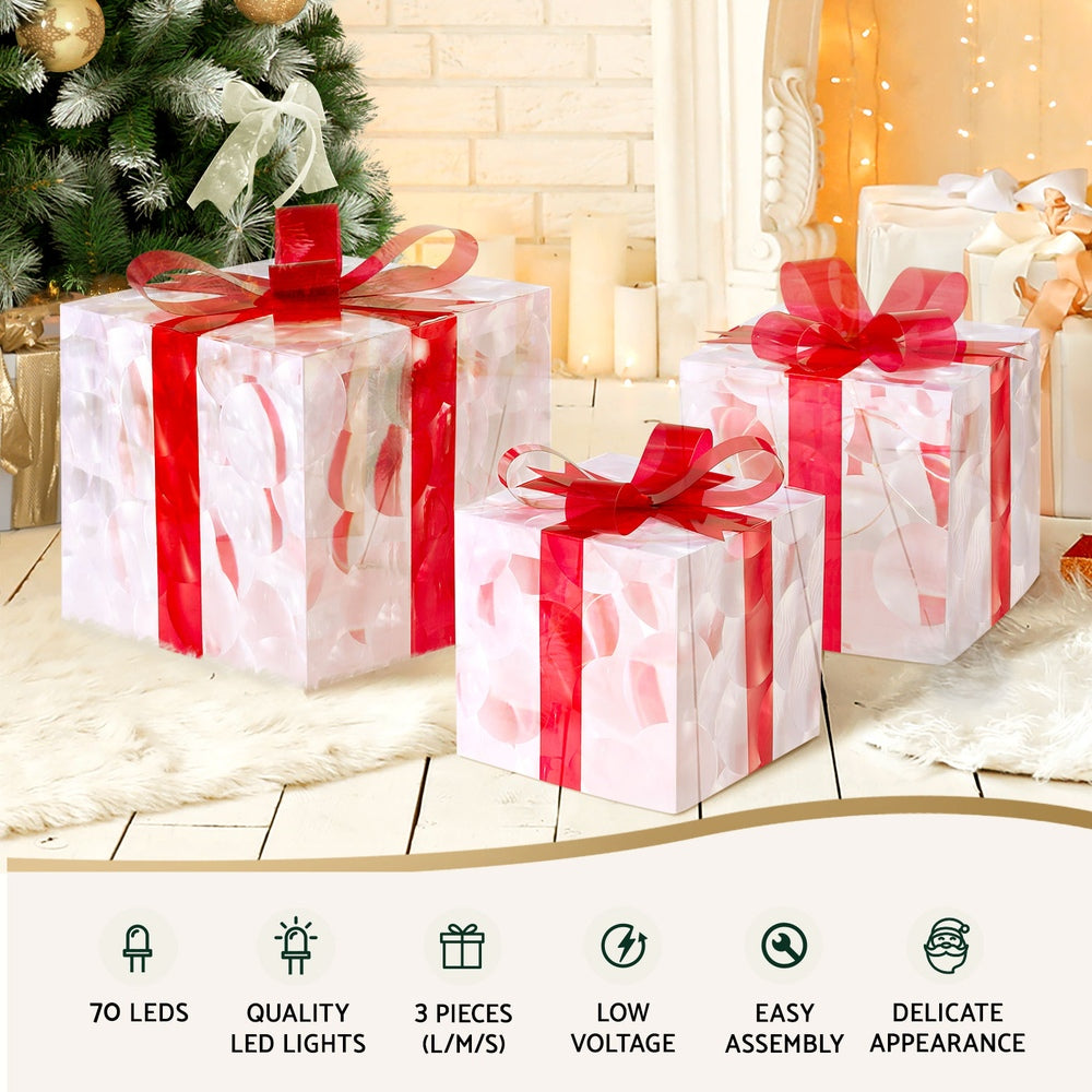 23cm Christmas Presents 3D Motif Light Battery LED - Red - Homecoze