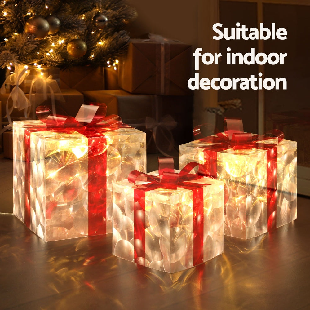 23cm Christmas Presents 3D Motif Light Battery LED - Red - Homecoze