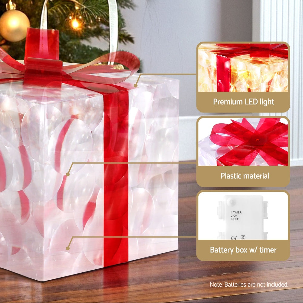 23cm Christmas Presents 3D Motif Light Battery LED - Red - Homecoze