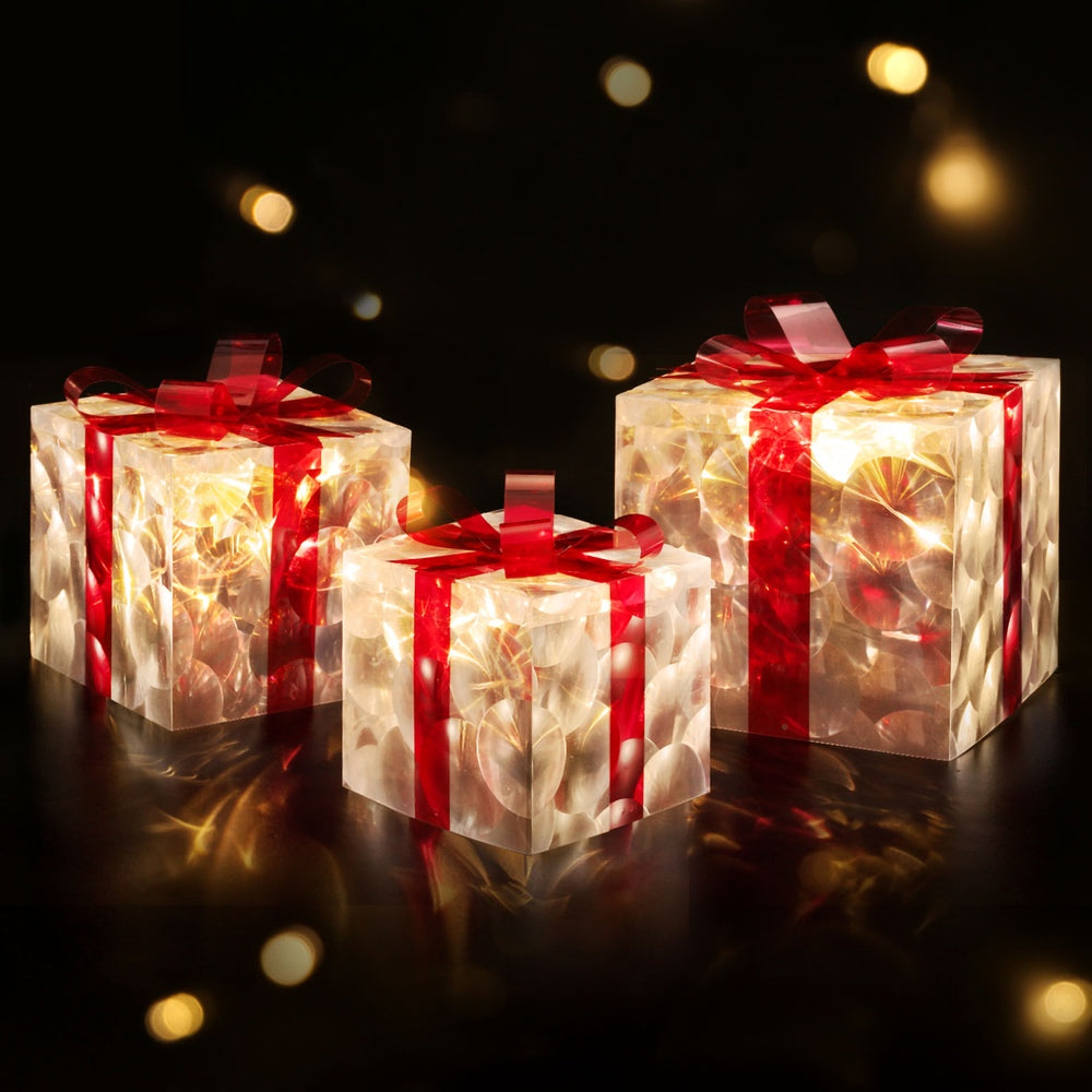 23cm Christmas Presents 3D Motif Light Battery LED - Red - Homecoze