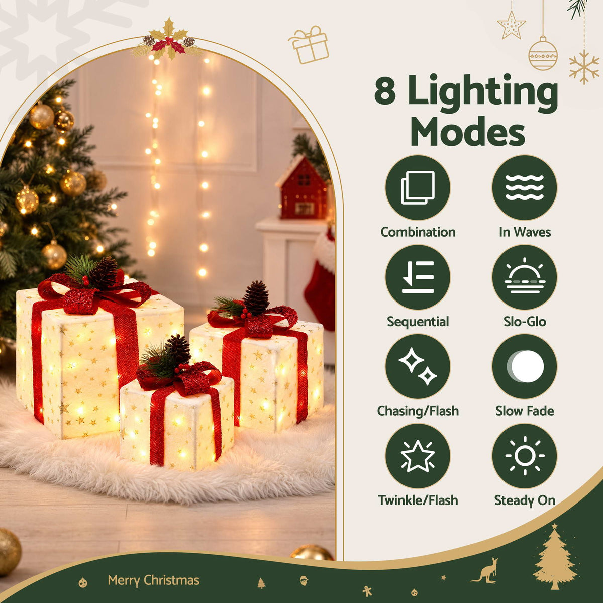 33cm Christmas Presents 3D Battery LED Motif Light