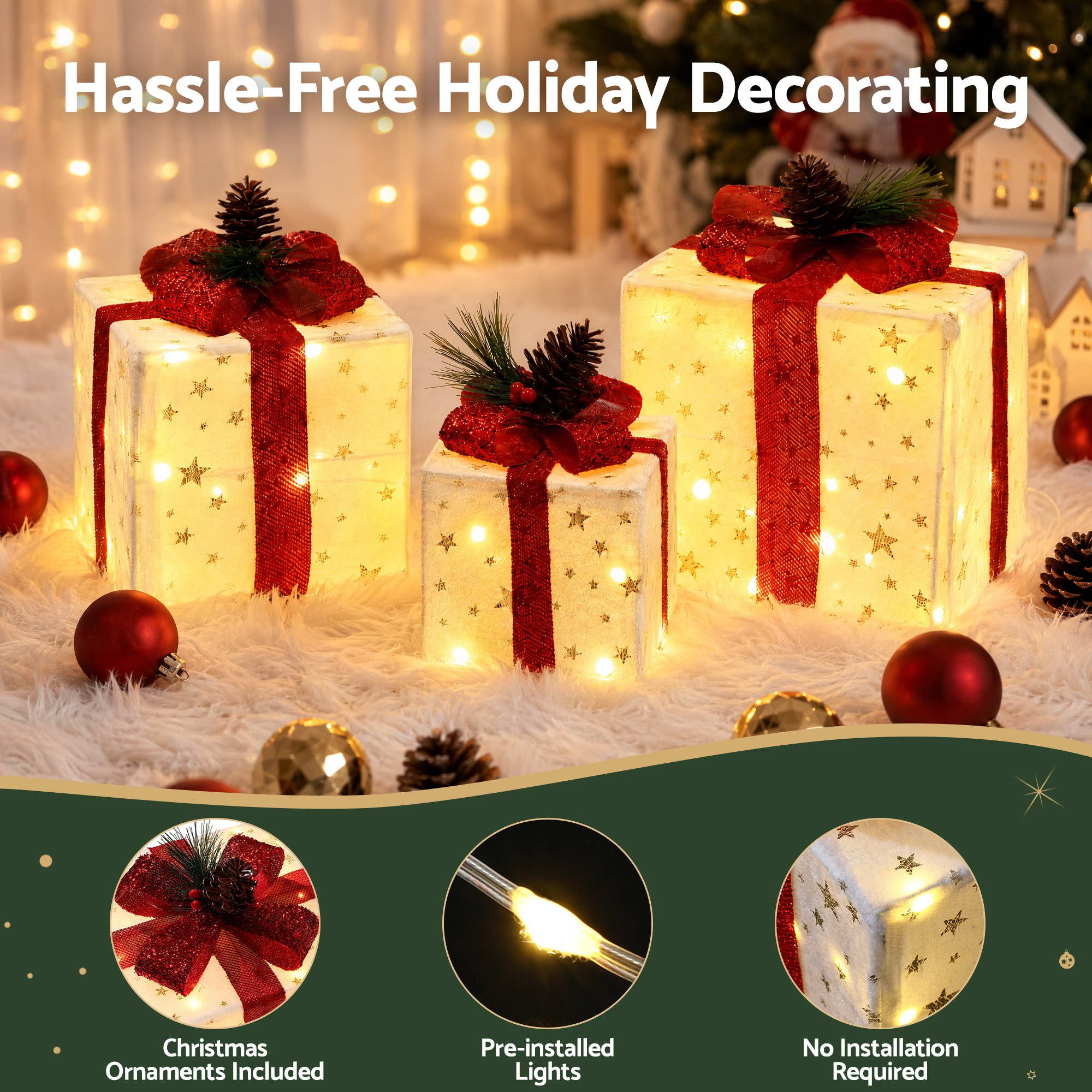 33cm Christmas Presents 3D Battery LED Motif Light