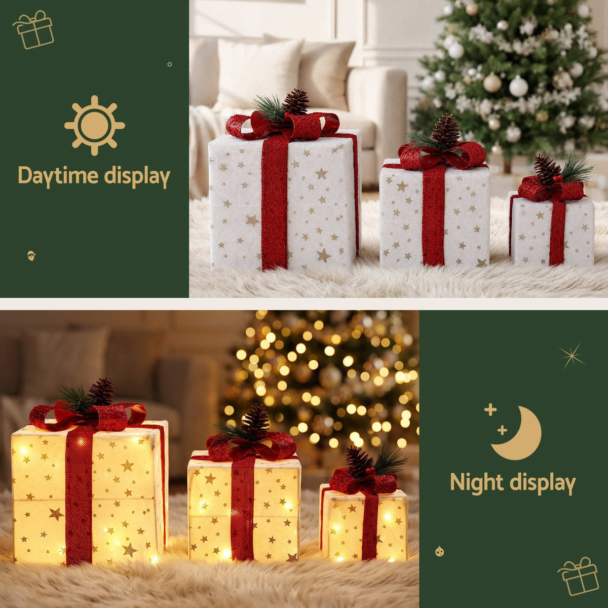 33cm Christmas Presents 3D Battery LED Motif Light