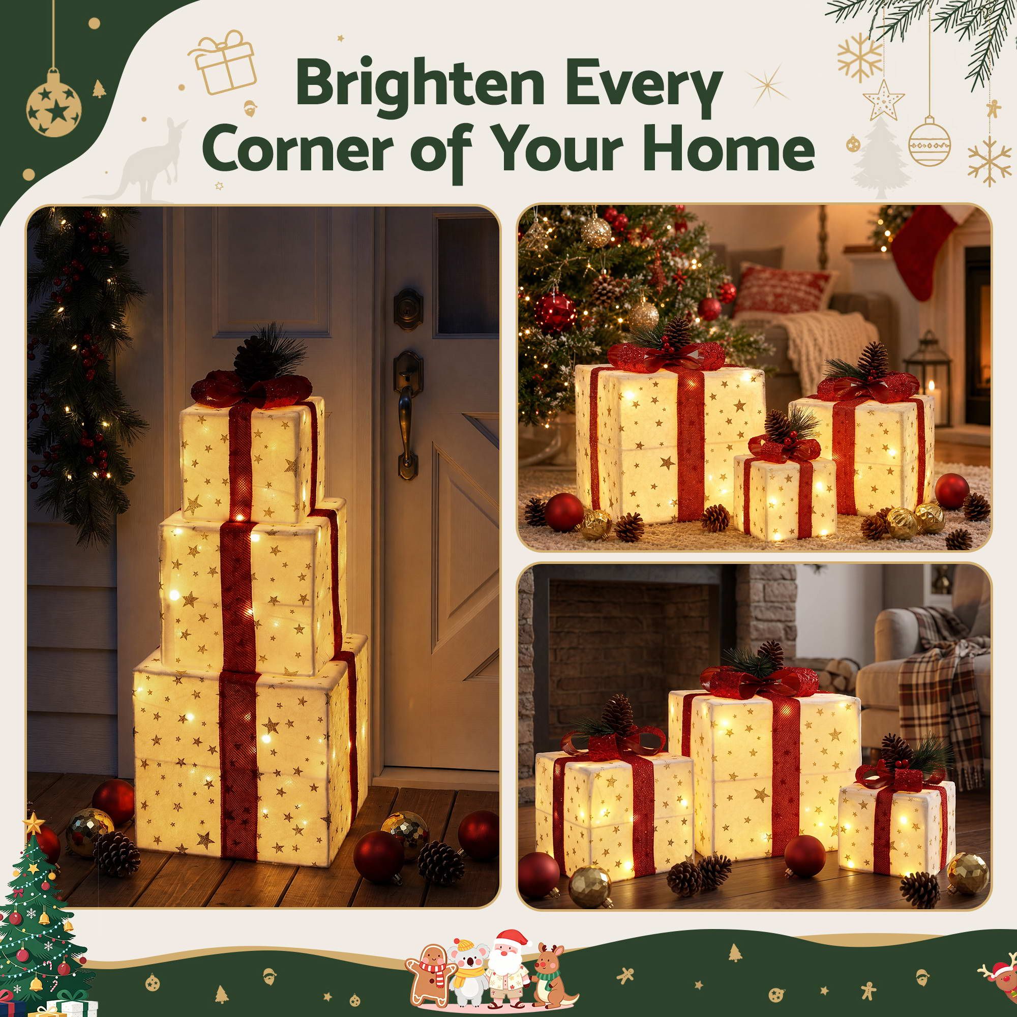 33cm Christmas Presents 3D Battery LED Motif Light