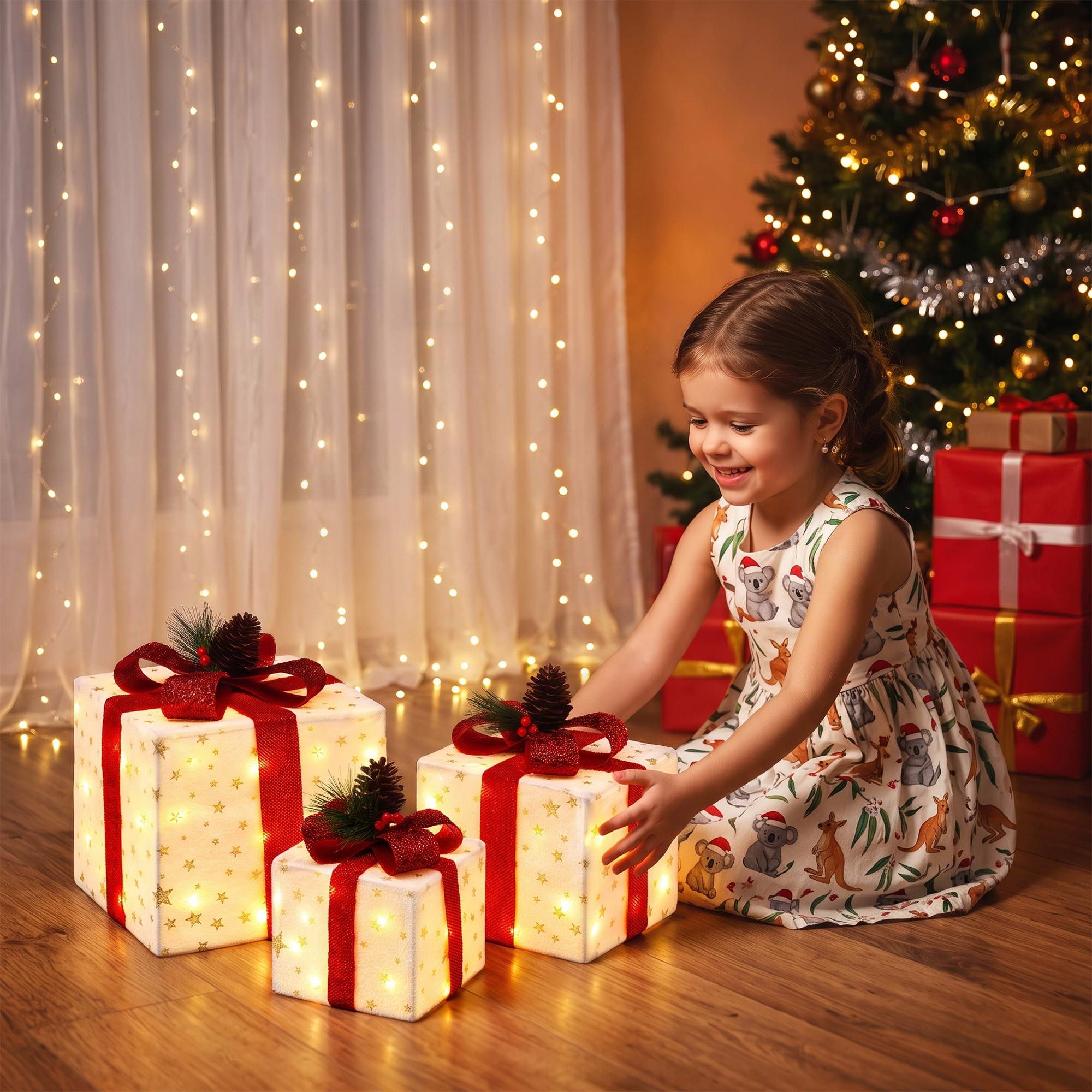 33cm Christmas Presents 3D Battery LED Motif Light