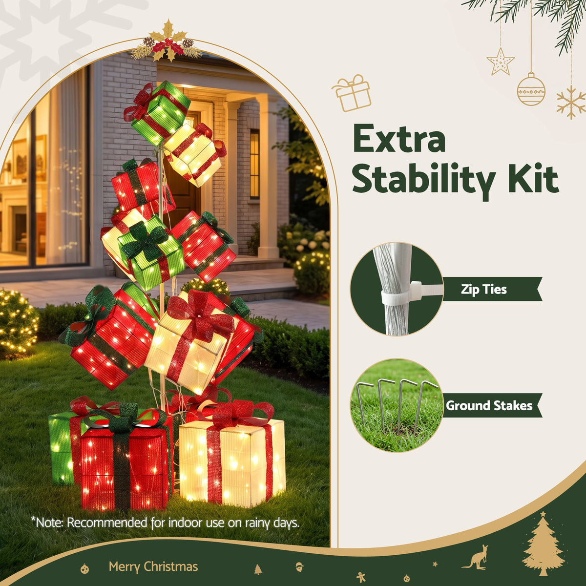 170cm Light-Up Christmas Gift Box Tower 350 LED - Warm White