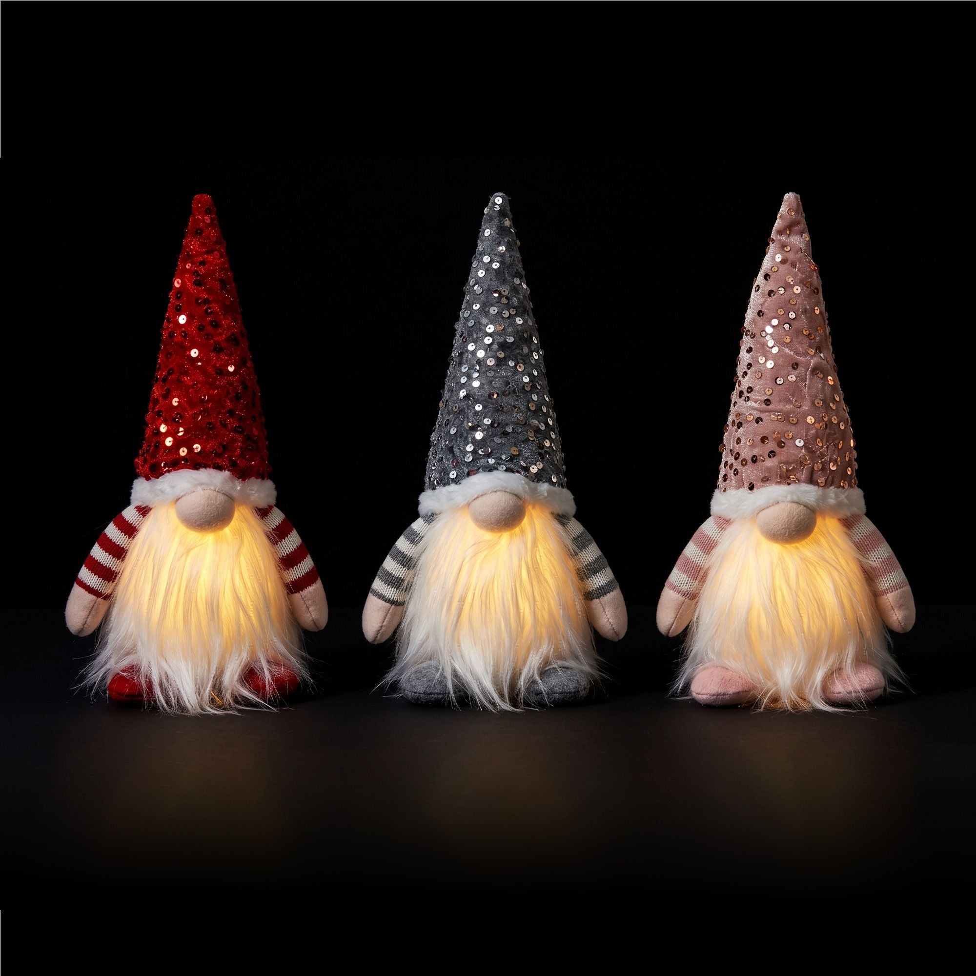 3PC Light-Up Christmas Gnome Decorations 30cm