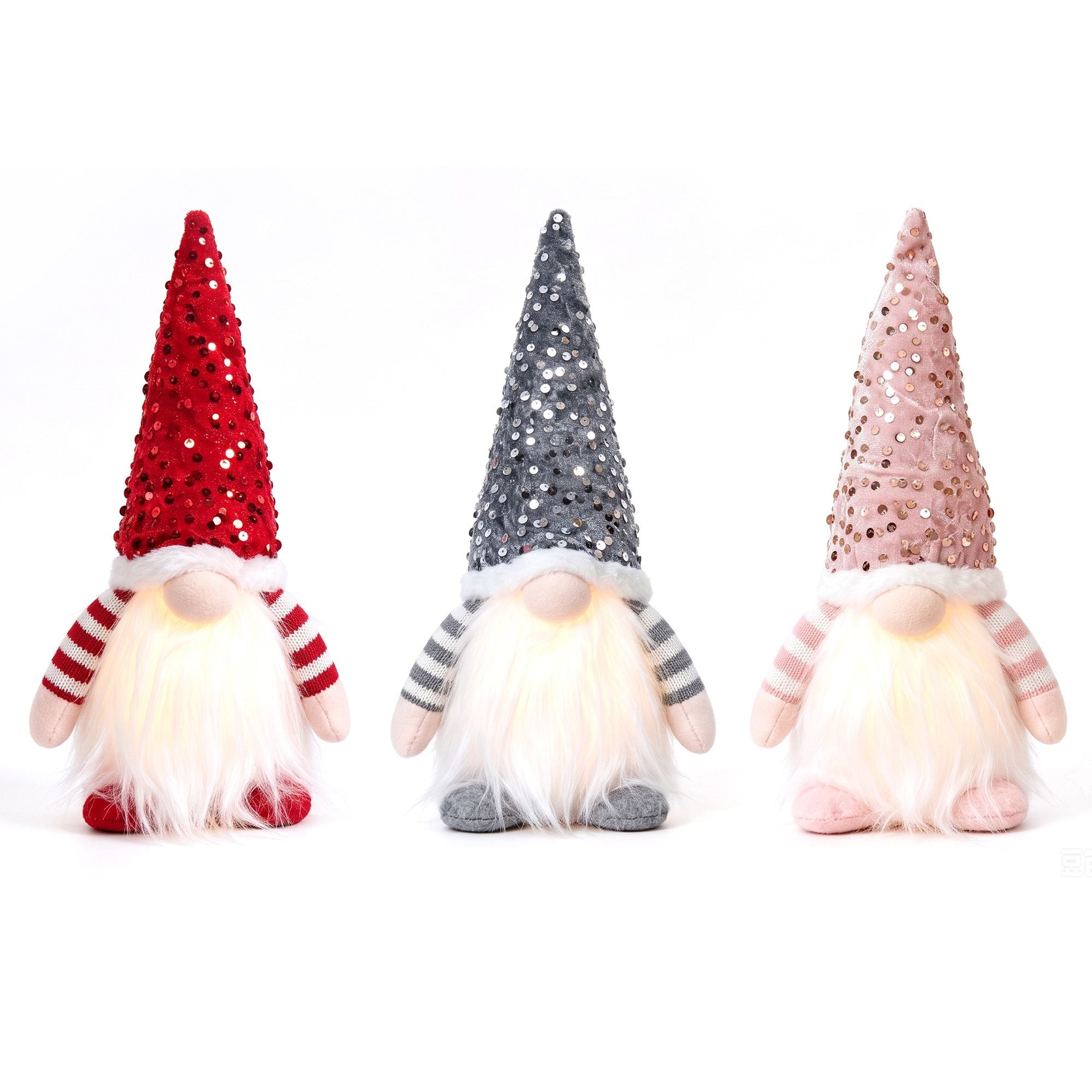 3PC Light-Up Christmas Gnome Decorations 30cm