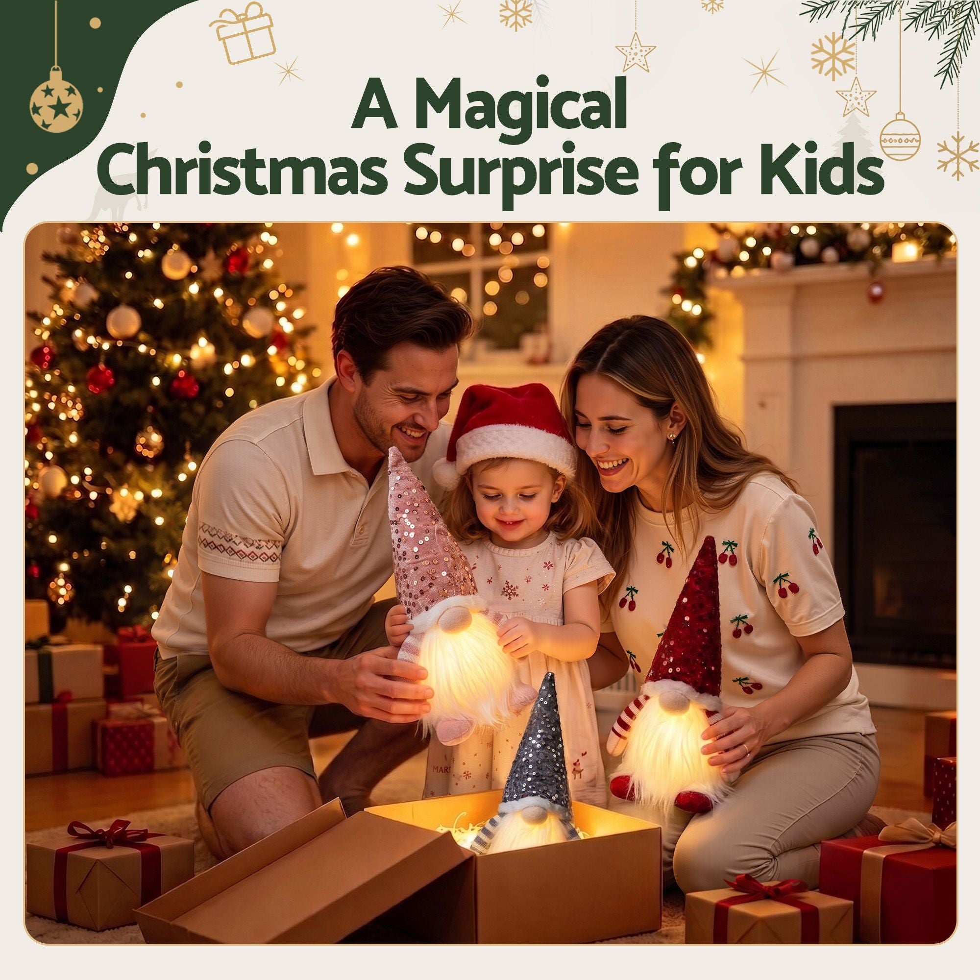 3PC Light-Up Christmas Gnome Decorations 30cm