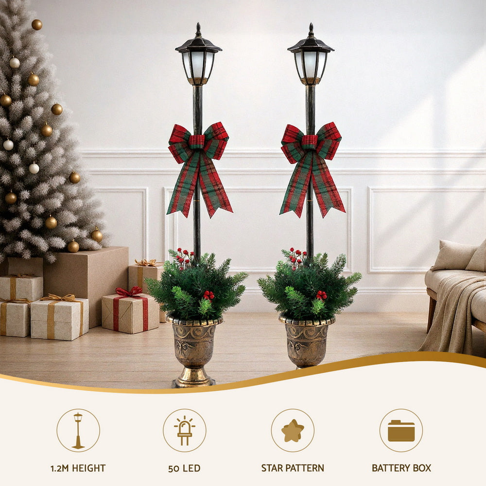 Jingle Jollys Christmas Lights 125cm Lamp Post 50 LED Fairy Light Decorations - Homecoze