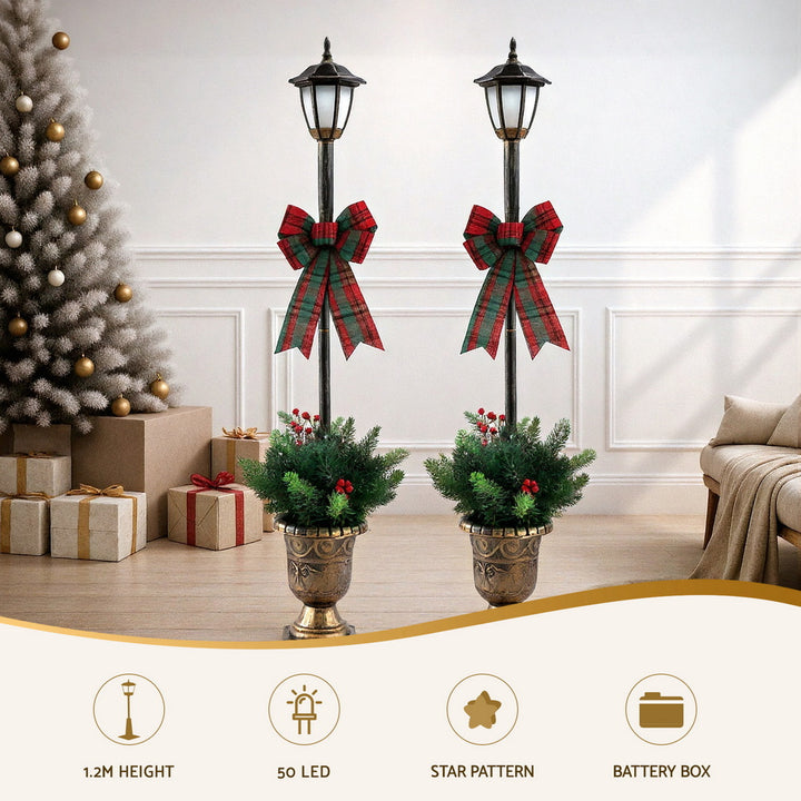 Jingle Jollys Christmas Lights 125cm Lamp Post 50 LED Fairy Light Decorations - Homecoze