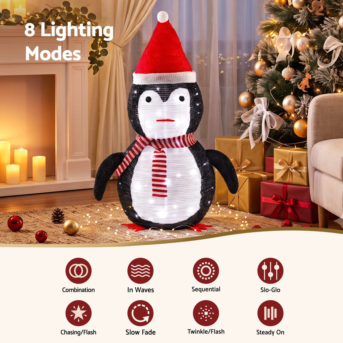 70cm Pop-Up 3D Penguin LED Christmas Motif Light