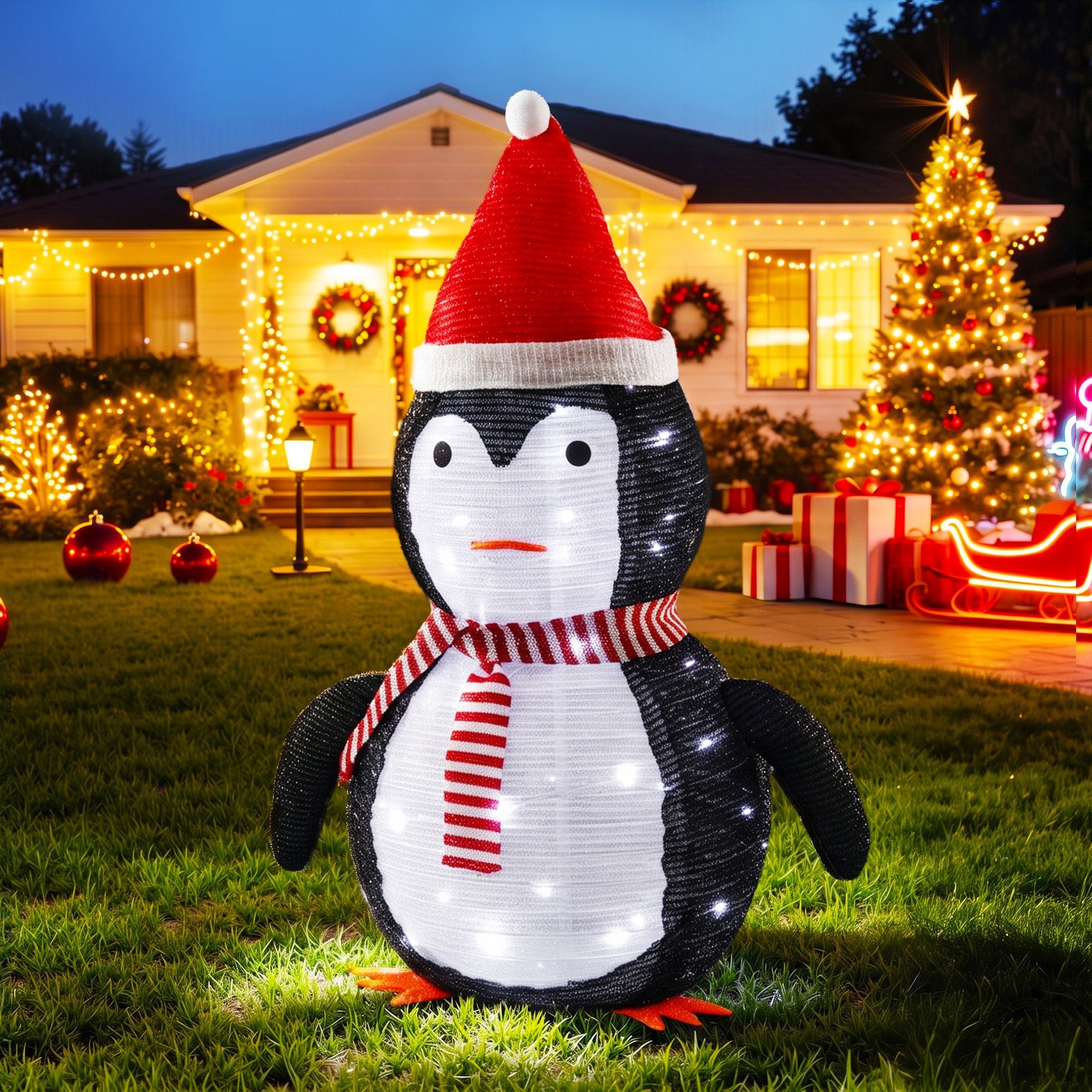 70cm Pop-Up 3D Penguin LED Christmas Motif Light