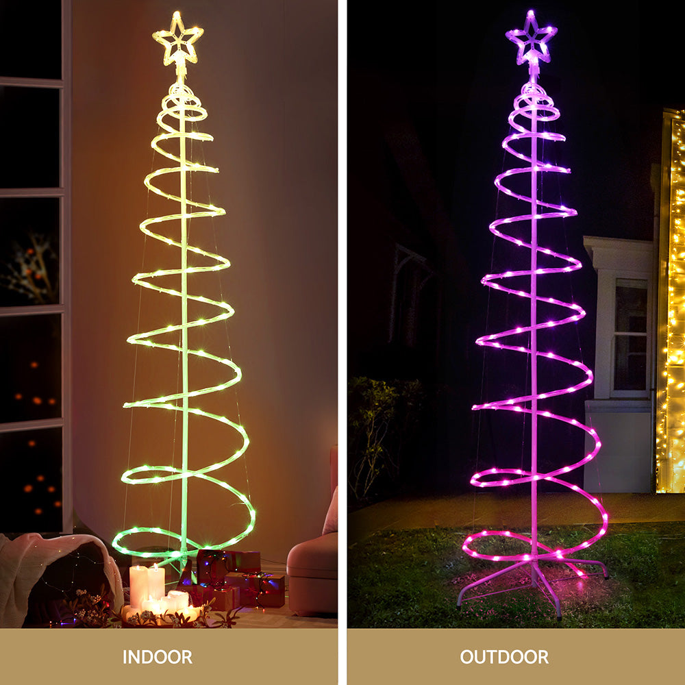 Jingle Jollys Christmas Tree 1.8m 100 RGB LED Rope Lights Xmas Trees Decoration - Homecoze