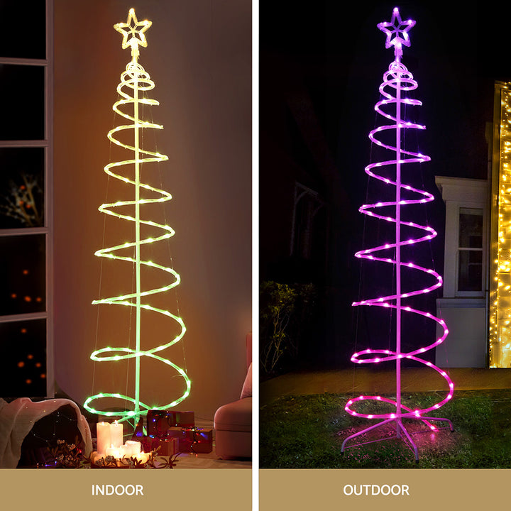 Jingle Jollys Christmas Tree 1.8m 100 RGB LED Rope Lights Xmas Trees Decoration - Homecoze