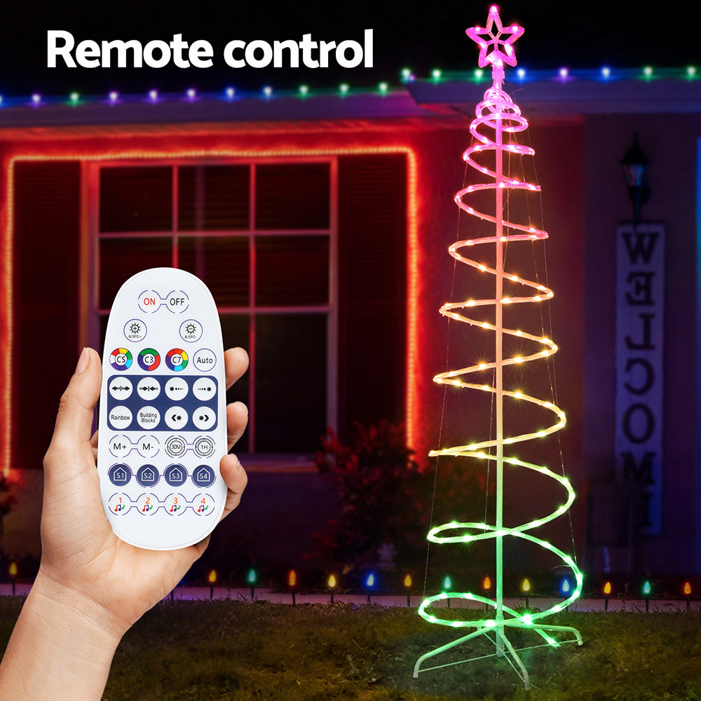 Jingle Jollys Christmas Tree 1.8m 100 RGB LED Rope Lights Xmas Trees Decoration - Homecoze