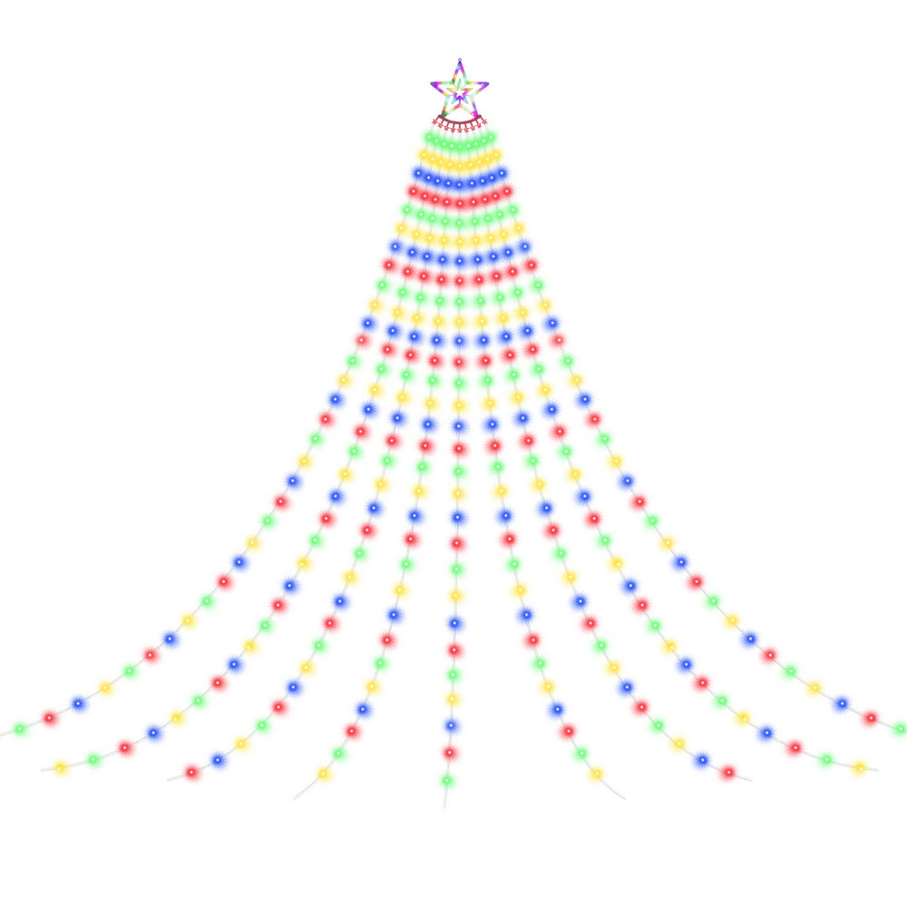 3.8m Waterfall Christmas Tree Motif Light 340 LED - Multicolour