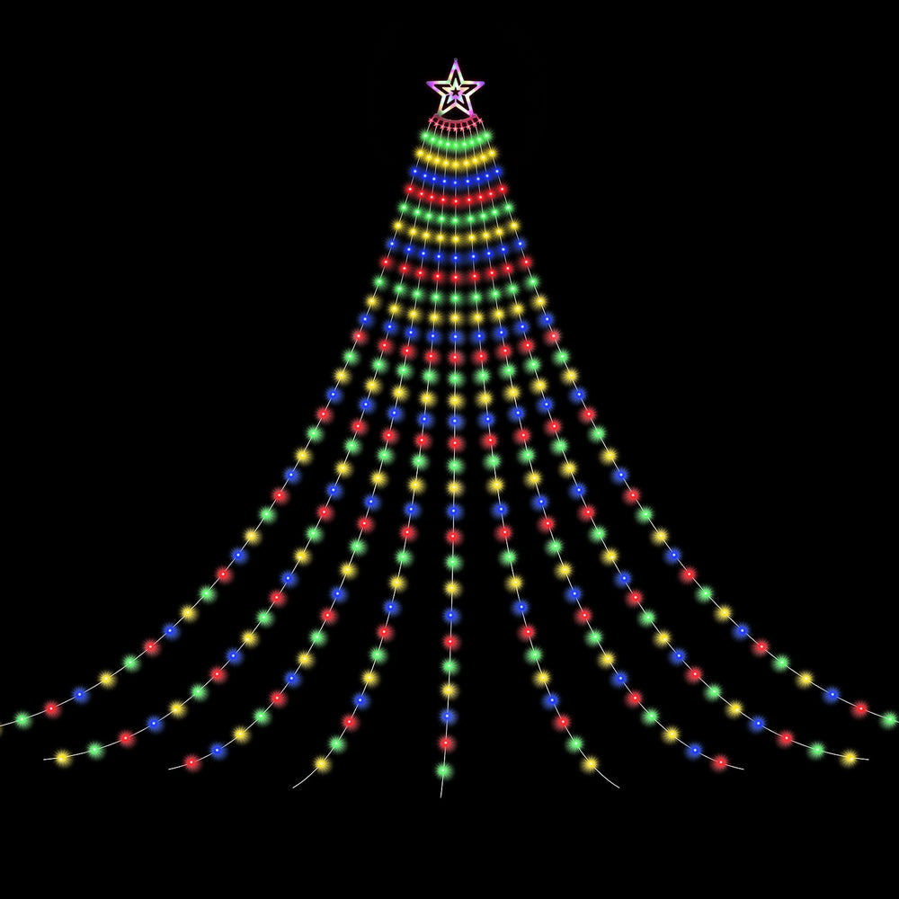 3.8m Waterfall Christmas Tree Motif Light 340 LED - Multicolour