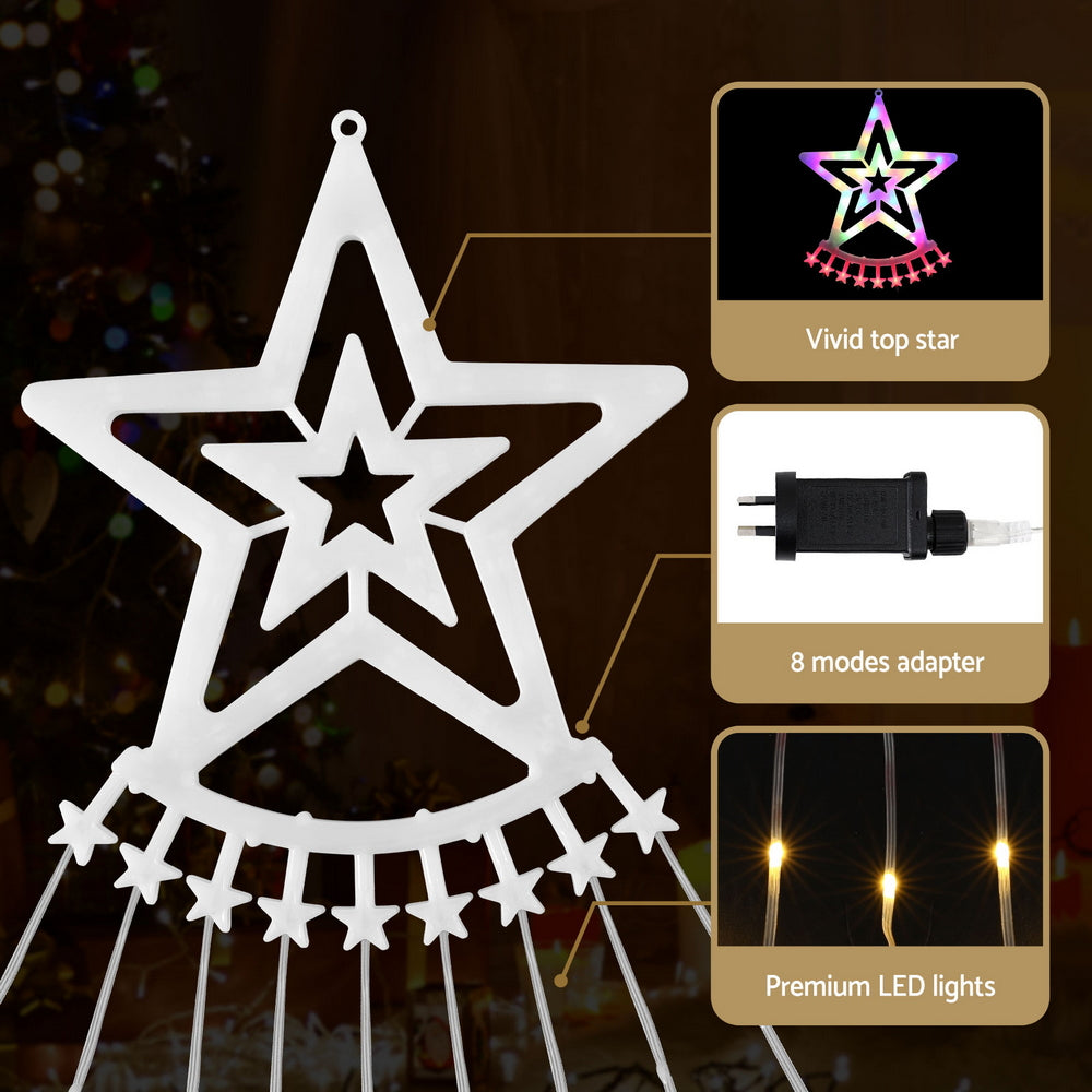 3.8m Waterfall Christmas Tree Motif Light 340 LED - Multicolour