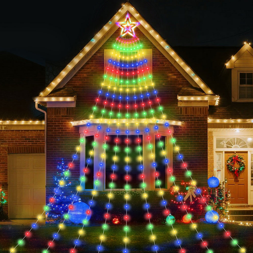 3.8m Waterfall Christmas Tree Motif Light 340 LED - Multicolour